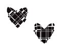 Simple hand-drawn flat linear hearts icon set Royalty Free Stock Photo