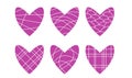 Simple hand-drawn flat linear hearts icon set Royalty Free Stock Photo