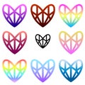 Simple hand-drawn flat linear hearts icon set Royalty Free Stock Photo