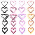 Simple hand-drawn flat linear hearts icon set Royalty Free Stock Photo