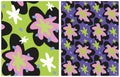 Simple Hand Drawn Irregular Floral Vector Patterns with Freehand Brush Flowers. Royalty Free Stock Photo