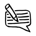 Simple hand-drawn outline chat message writing icon