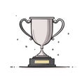 Simple hand drawn silver trophy cup illustration with decorative swirls and sparkling elements Royalty Free Stock Photo