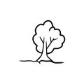 Simple hand drawn tree drawing in black isolated on white background. Hand drawn vector sketch doodle illustration in Royalty Free Stock Photo