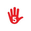 Simple hand five finger stop symbol vector