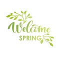 Simple hand lettered quote Welcome Spring. Vector illustration Royalty Free Stock Photo