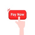Simple hand with red pay now button Royalty Free Stock Photo