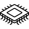 Stylized line art illustration of a computer microchip Royalty Free Stock Photo