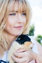 Simple happiness. Woman loving pet. Animal therapy Royalty Free Stock Photo