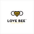 Simple heart with bee logo design, love bee logo inspiration, honey, vector template icon modern Royalty Free Stock Photo