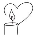Simple Heart and Candle One Line Vector Illustration for Love Royalty Free Stock Photo
