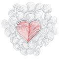 Simple heart hand-drawn illustration, Valentine Day concept.