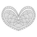 Simple heart with scales texture colouring book page for children and adults