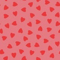 Simple hearts seamless pattern,endless chaotic texture made of tiny heart silhouettes.Valentines,mothers day background.Great for Royalty Free Stock Photo