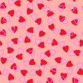 Simple hearts seamless pattern,endless chaotic texture made of tiny heart silhouettes.Valentines,mothers day background.Great for Royalty Free Stock Photo