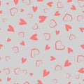 Simple hearts seamless vector pattern. Valentines day background. Flat design endless chaotic texture made of tiny heart Royalty Free Stock Photo