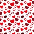 Simple hearts seamless  pattern. Valentines day background. Flat design endless chaotic texture made of tiny heart Royalty Free Stock Photo