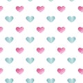 Simple hearts seamless vector pattern. Valentines day background. Flat design endless chaotic texture made of tiny heart Royalty Free Stock Photo