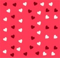 Simple hearts seamless vector pattern. Valentines day pink background. Flat design endless chaotic texture made of tiny heart