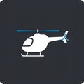 Simple helicopter icon featuring a stylized white helicopter with a blue rotor and tail rotor. The Royalty Free Stock Photo