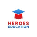Simple Hero Cloak and Graduation Cap for Heroes Education Logo Design