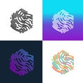 Simple hexagonal shape fingerprint logo design icon vector