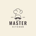 Simple hipster head chef mustache logo design vector graphic symbol icon illustration creative idea
