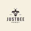 Simple honey bee hipster logo design vector graphic symbol icon illustration creative idea