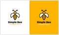 simple honey bee with line art style logo template