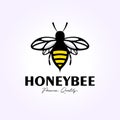 simple honey bee logo vintage icon design, sweet insect illustration