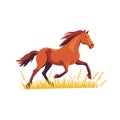 simple horse galloping through a field flar vector Royalty Free Stock Photo