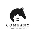 Simple Horse and house logo design template Royalty Free Stock Photo