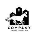 Simple Horse and Houses Logo Design Royalty Free Stock Photo