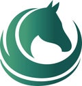Simple horse logo with gradient color and white background.