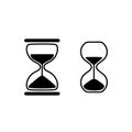 Simple hourglass or egg timer vector icons set
