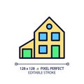 Simple house with garage pixel perfect RGB color icon Royalty Free Stock Photo