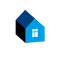 Simple house icon for graphic design, mansion conceptual symbol, vector property image. Real estate business abstract emblem.