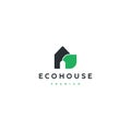 Simple house with leaf logo. nature home vector icon stock illustration