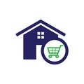 Simple housing and real estate icon shopping chart for web icon or mobile APP