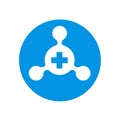 Simple Hub Network Connection Combined With Positive Symbol, Blue vector icon design