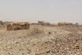 Simple huts in Hamed Ela, Afar tribe settlement in the Danakil depression, Ethiopi Royalty Free Stock Photo