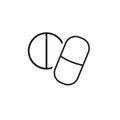 Simple icon of aspirin, drug, or medicine pills. Flat linear icon