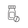 Simple icon of aspirin, drug, or medicine pills. Flat linear icon
