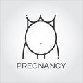 Simple icon black silhouette of pregnant woman