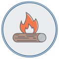 Simple icon of a campfire with a log burning inside a circle Royalty Free Stock Photo