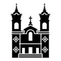 Simple icon of the Catholic Church of Immaculate Heart Of Mary Oratory in San Jose California, USA. Black silhouette of the Royalty Free Stock Photo