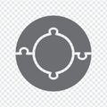 Simple icon circle puzzle in gray. Simple icon circle puzzle of the thee elements on transparent background.