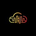 Simple icon with cloud and sound equalizer wave. Thin outline. Rainbow icon on black background. Audio Wave Royalty Free Stock Photo