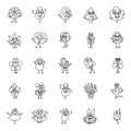 Spring Flowers line Icons Pack Royalty Free Stock Photo