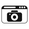 Web browser displaying camera icon for online photography concept